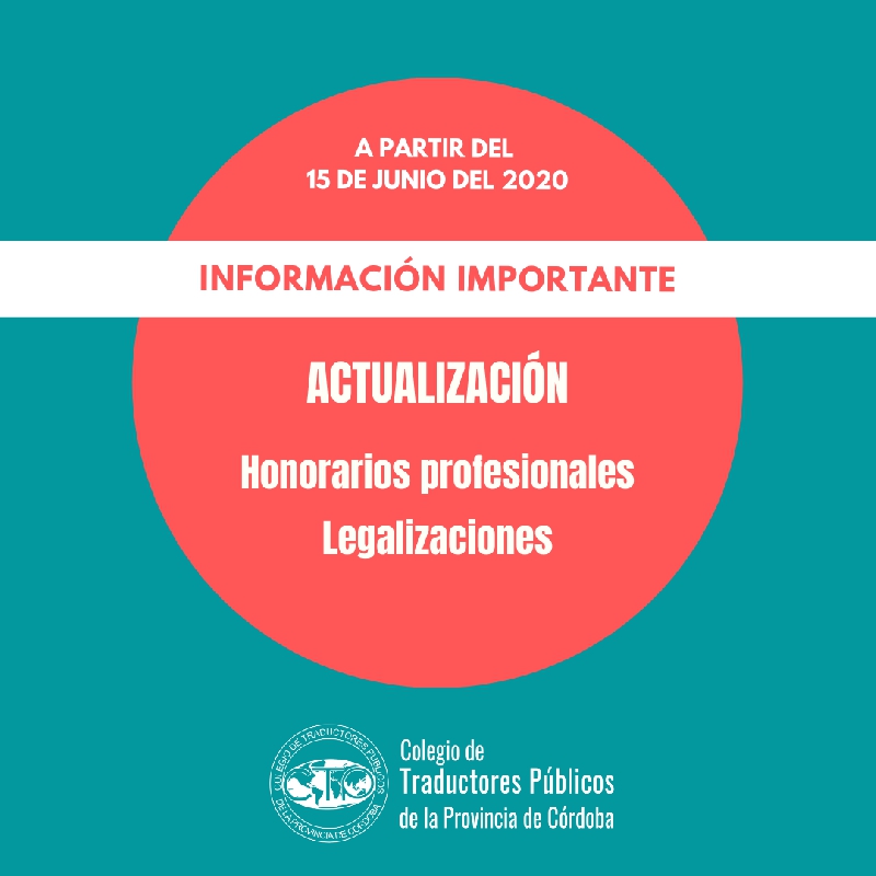 Actualización de Honorarios profesionales y Legalizacones en el CTPPC